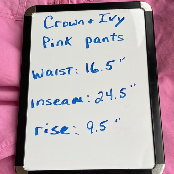 Crown & Ivy Pink Chino Pants Spring Summer Womens 8 Cotton Spandex Straight Leg - Picture 6 of 7